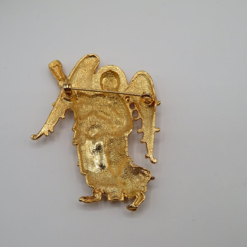 Angel Gold Tone Brooch - Picture 3 of 6